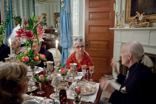 A Group Of People Gather For A Dinner Party At Ravennaside, A Historic Southern Home In Natchez, Mississippi