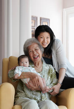 Multi-generation Chinese family posing