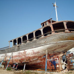 Boat on dry land