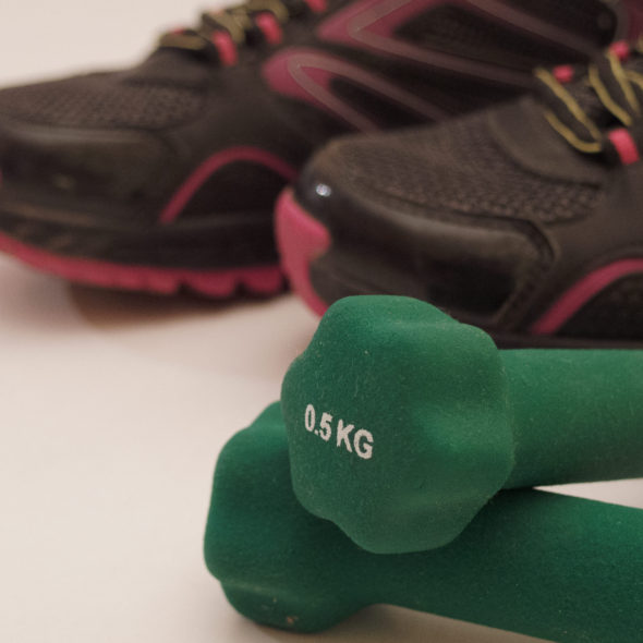 Fitness Dumbbells And Sport Shoes