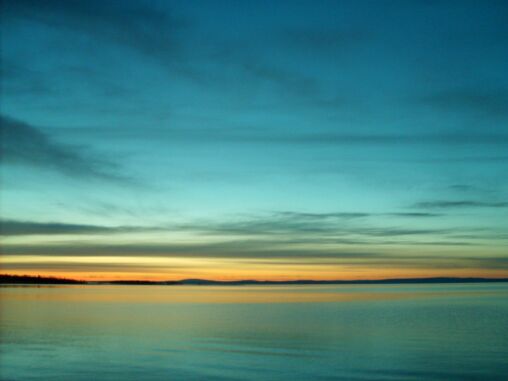 Blue Sunset On The Lake