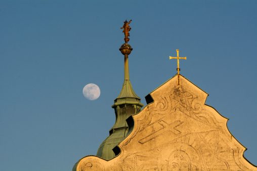 Top of Christian Church and Moon