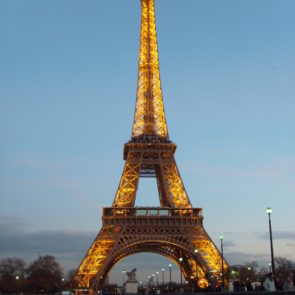 Lighted Eiffel tower in Paris