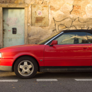 Red Car Cabrio With Grunge Wall