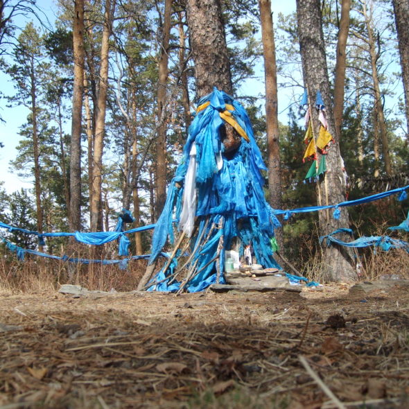 Shamanic place in the forest, Mongolia