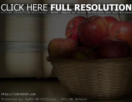 Red Apples In A Wicker Basket