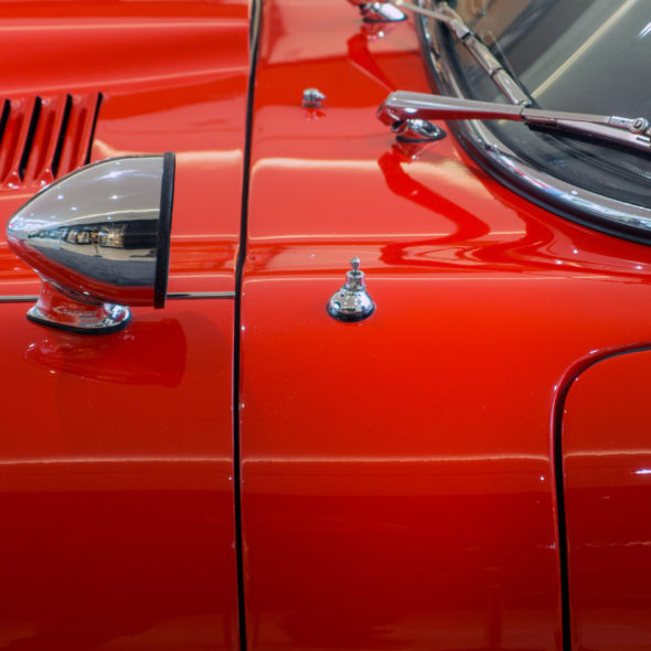 Old red veteran car Close Up