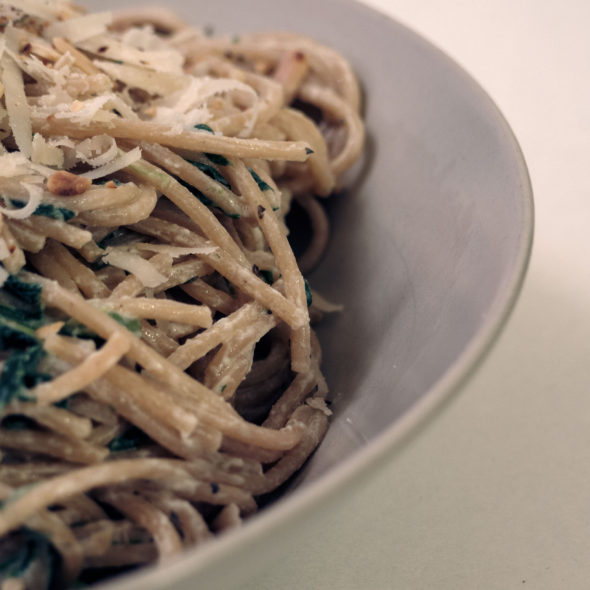 Italian food – spaghetti with parmesan cheese