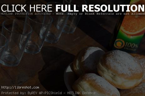 Free image of Sweet breakfast – donuts and juice