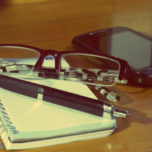 Glasses and Notebook