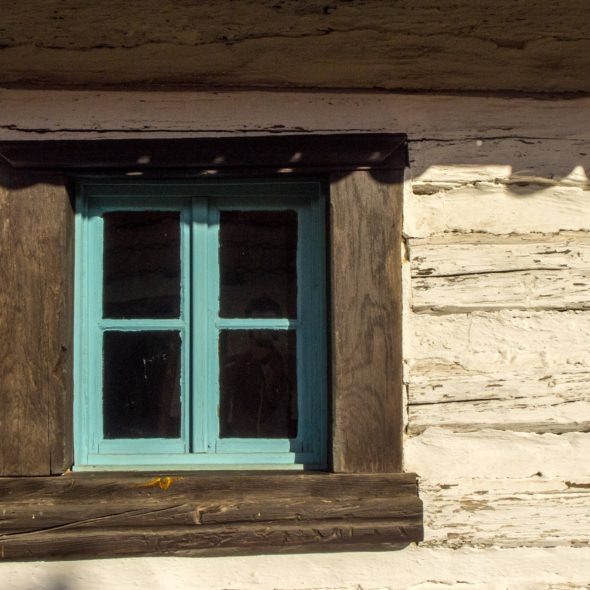 Blue window of an old house