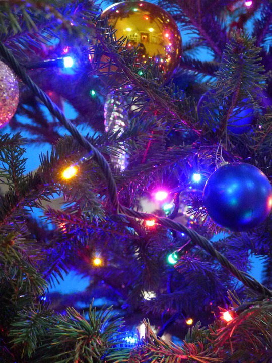 christmas baubles, christmas tree lights, holidays
