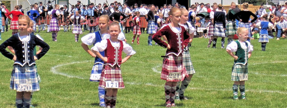 highland dance competition, children, summer