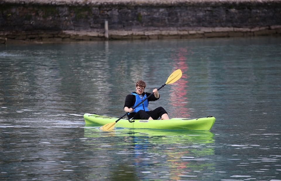 kayak, lake, paddle
