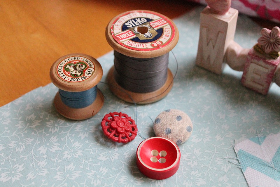 thread, buttons, sewing