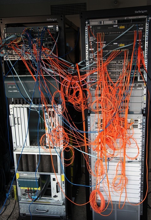 server rack, servers, electronics