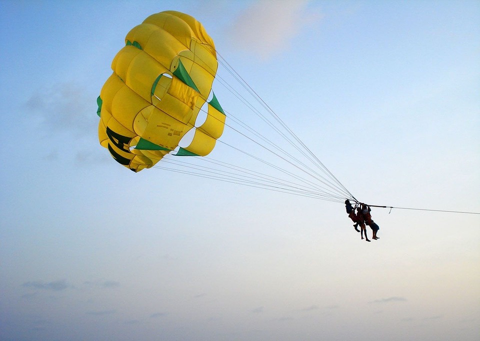 parachute, jumping, man