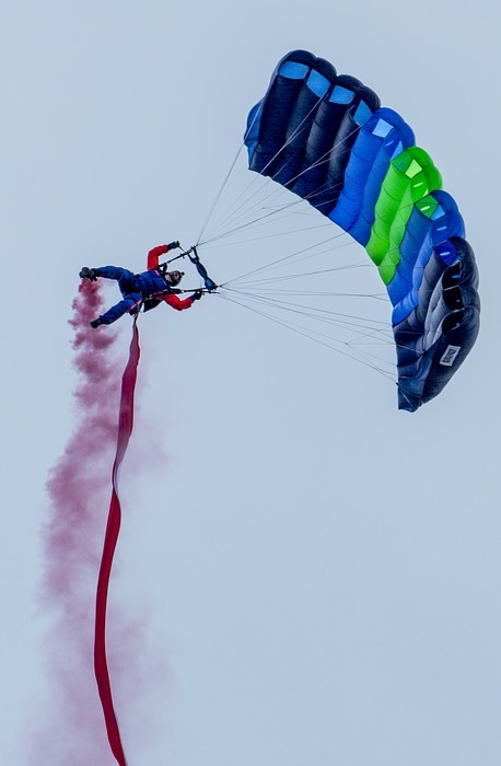 parachute, jumping, aviation