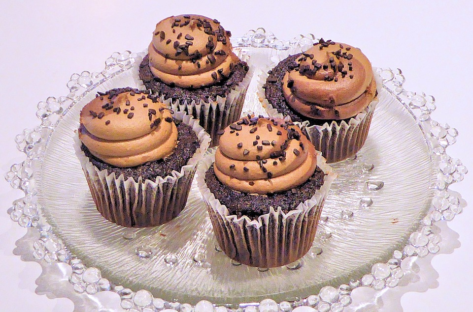 chocolate cupcakes, whipped cream, sweet