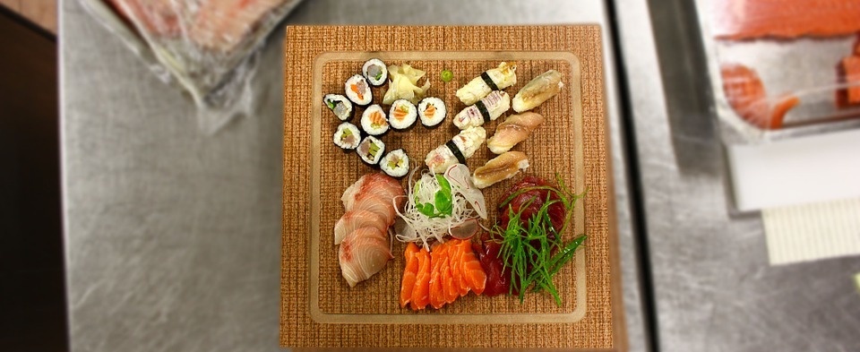 sushi, sashimi, dish