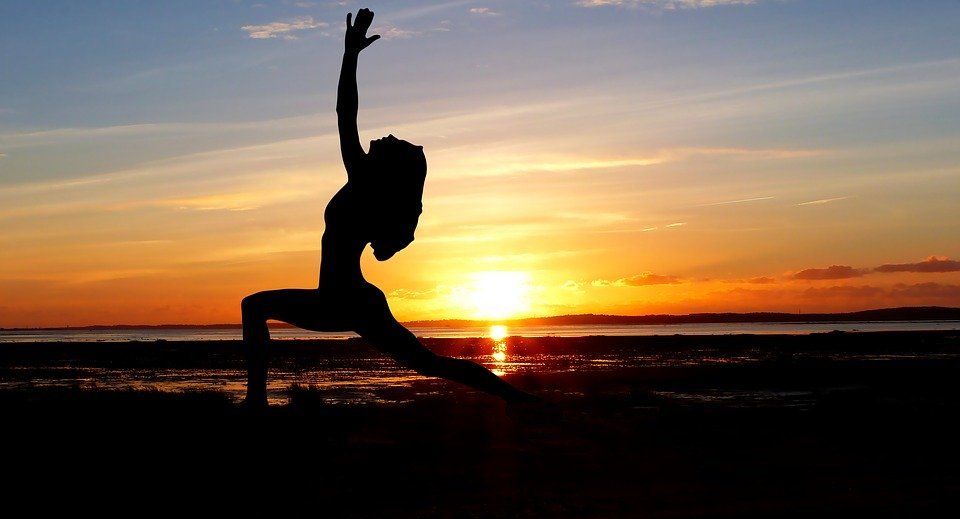sunset, yoga, ocean