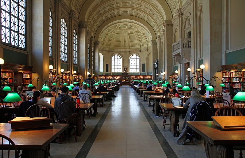public library, reading room, boston