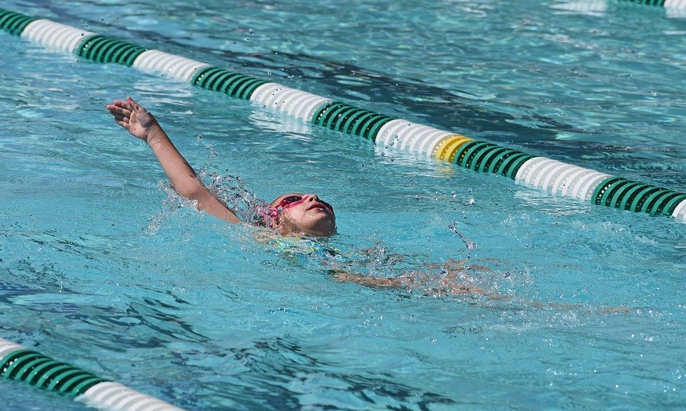 young swimmer, backstroke, swimming