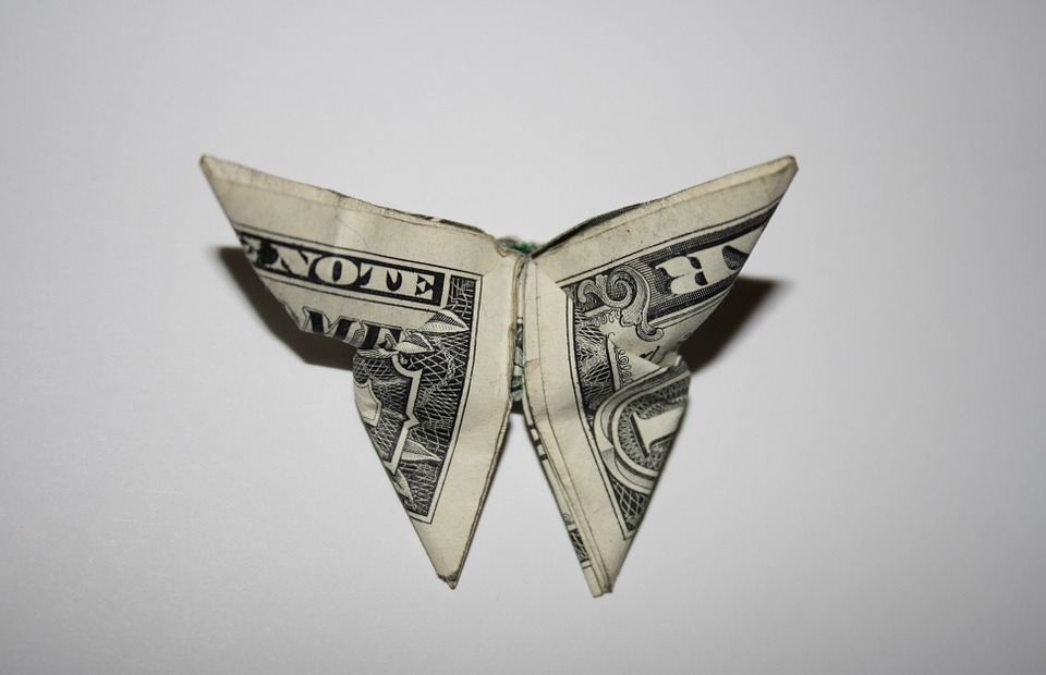 money, butterfly, origami