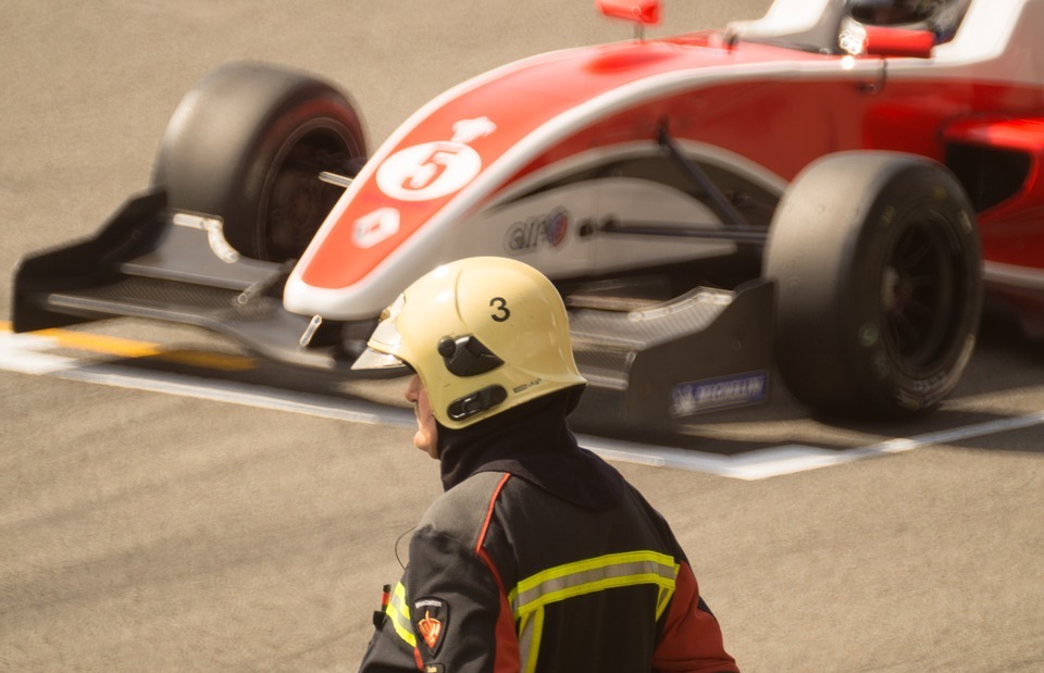 race car, formula one, fireman