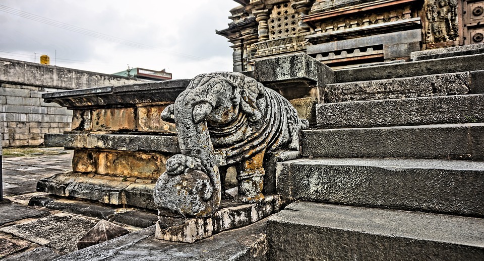temple, elephant, carving