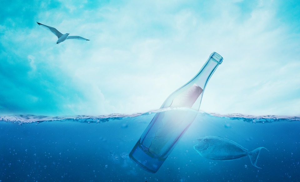 sea, water, message in a bottle