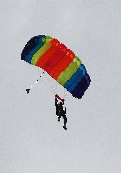 parachute, skydiving, jump