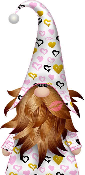 valentine gnome, kiss, lips