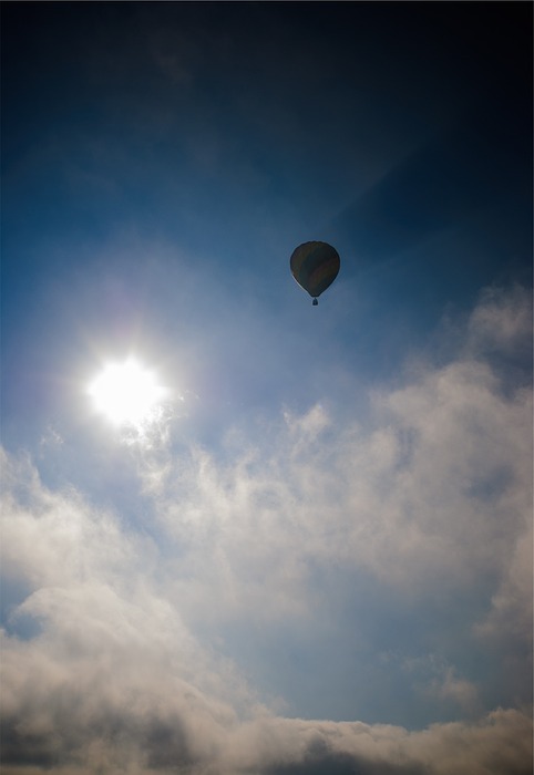 hot air balloon, blue, sky