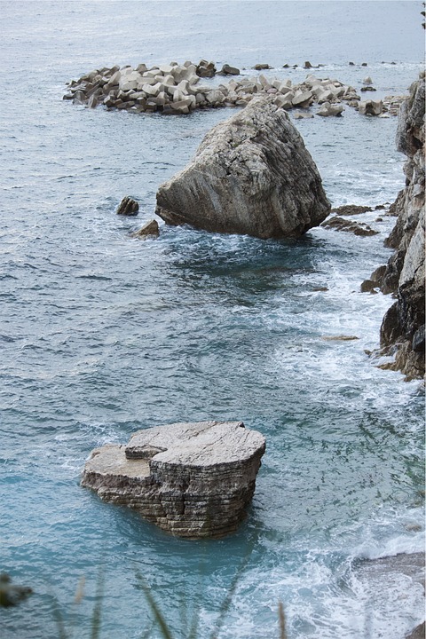 ocean, rocks, boulders