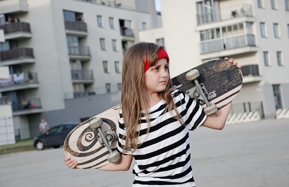 kids, girl, skateboard