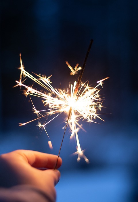 new year, sparkler, light