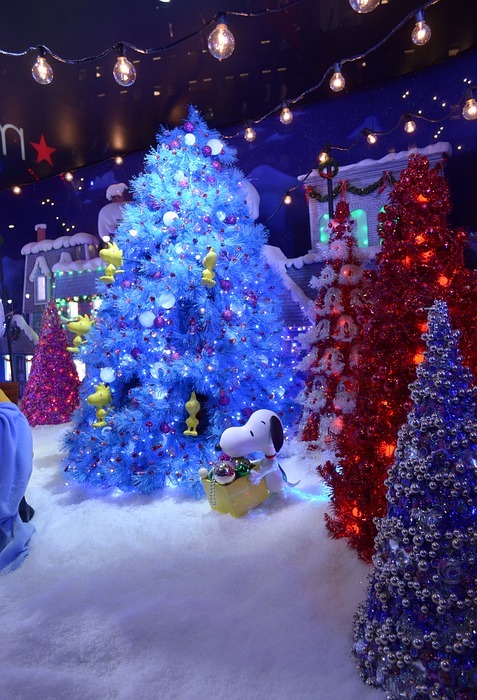 snoopy, christmas tree, holiday