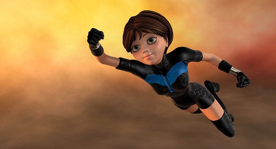 super woman, flying, 3d figure