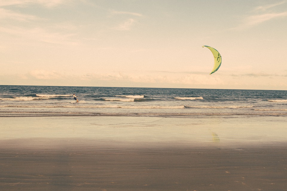 kite surfing, beach, kite