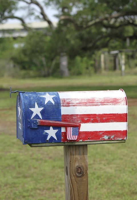 mailbox, letterbox, patriotic
