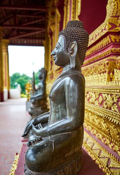 temple, monk, statue