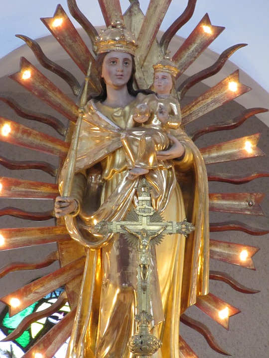 statue, mary, christian