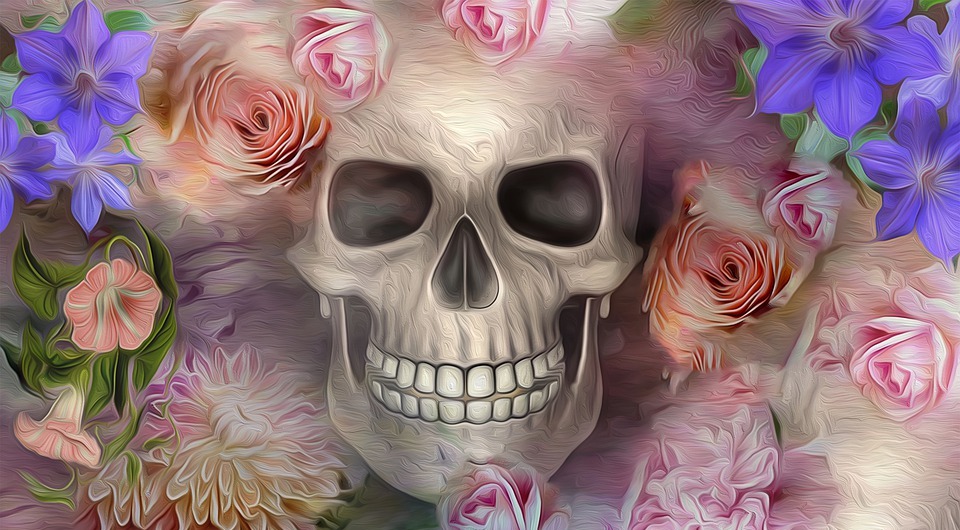 day of the dead, sugar skull, flowers