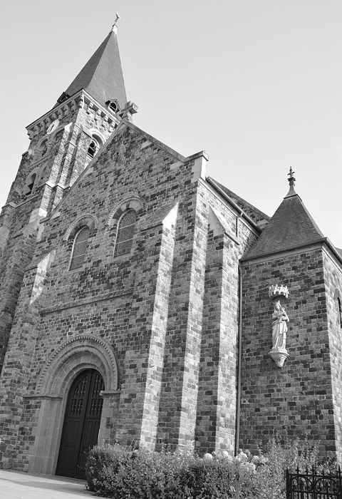 church, photo black white, architecture
