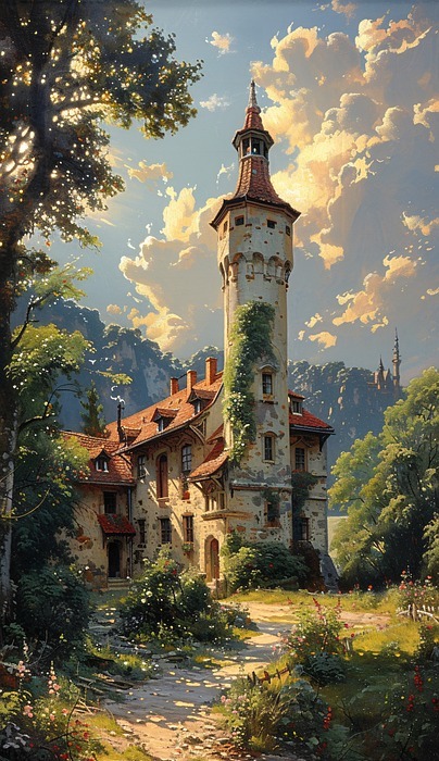 castle, riverside, enchanting