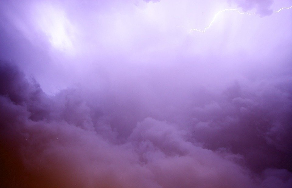lightning, purple, sky