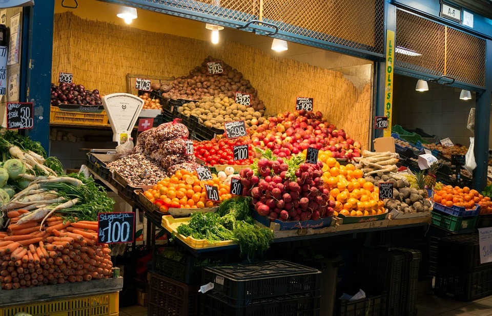 fruit, vegetables, market