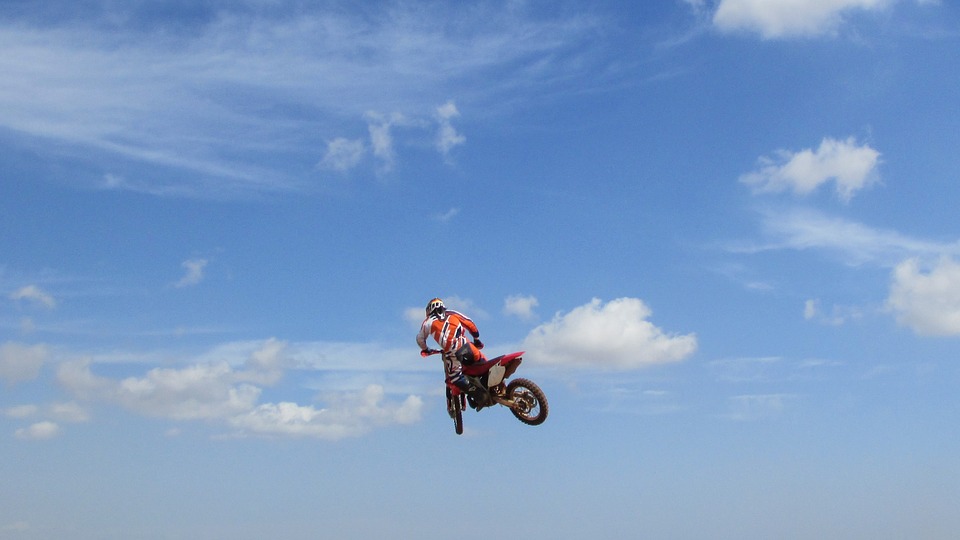 motocross, motorcycle, flying