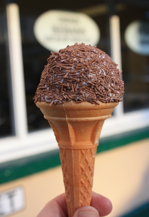 ice cream cone, chocolate sprinkles, waffle